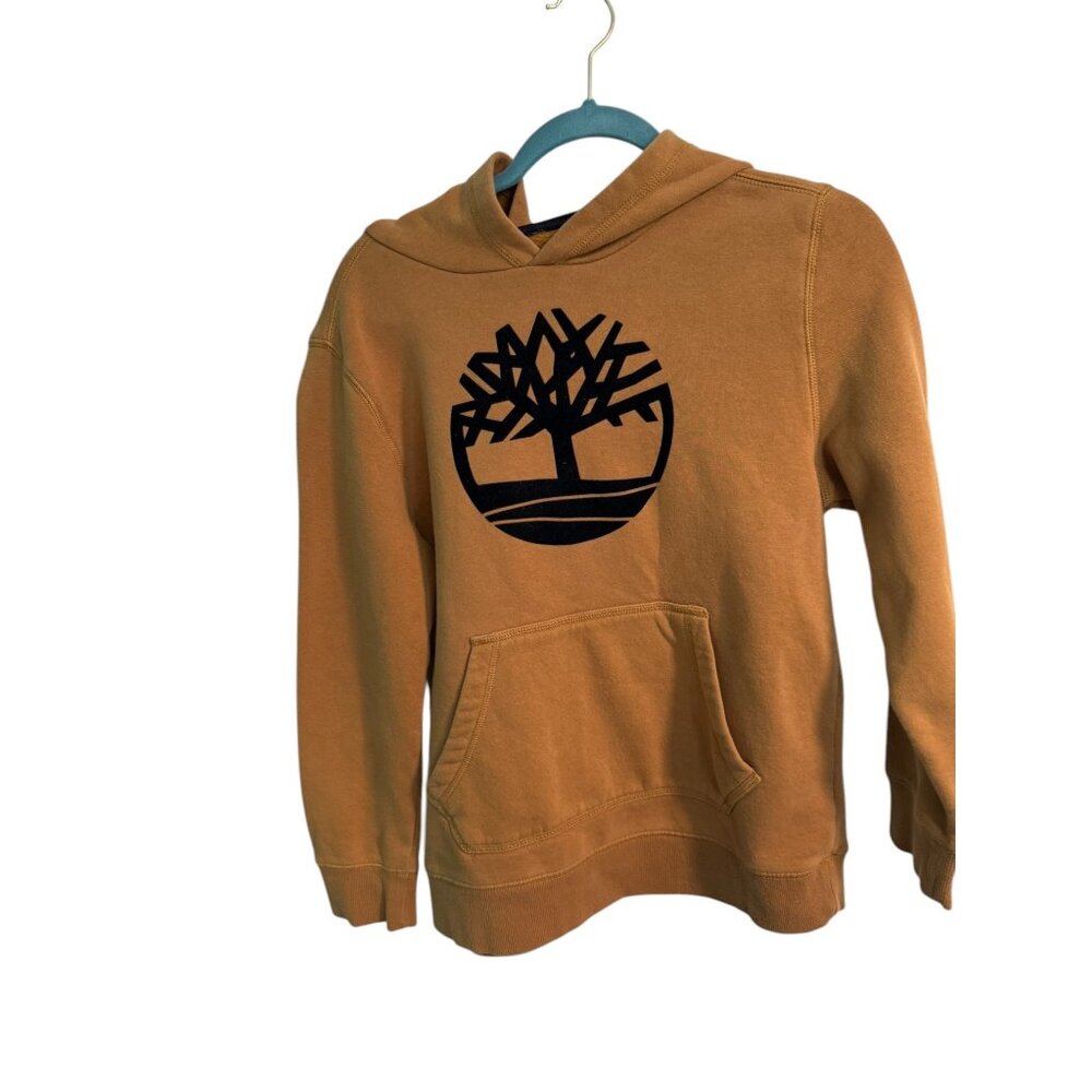 Timberland Logo Pullover Hoodie size Small  Mustard Yellow Cotton Blend Youth Si